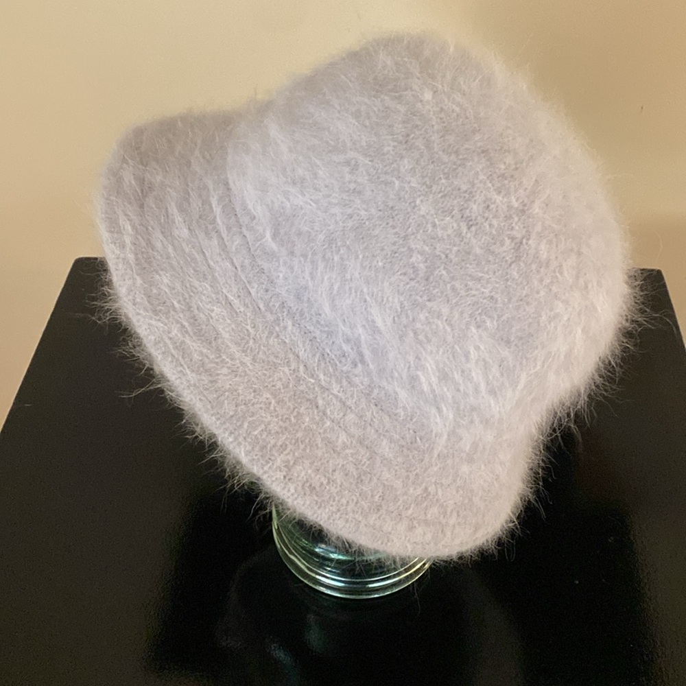 Angora Rabbit Hair Blend Bucket Hat in Soft Silver - Picture 12 of 15
